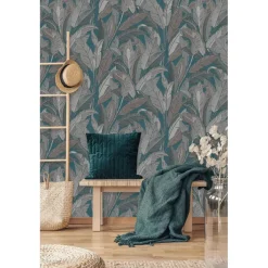 Dutch Wallcoverings Vliesbehang Renaissance leaves - blauw - 10,05m x 53cm