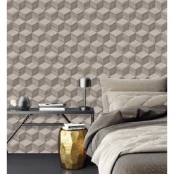 Dutch Wallcoverings Vliesbehang Renaissance natural cube - taupe - 10,05m x 53cm