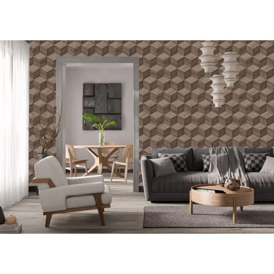 Dutch Wallcoverings Vliesbehang Renaissance natural cube - bruin - 10,05m x 53cm