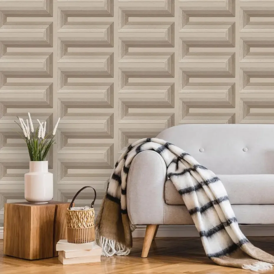 Dutch Wallcoverings Vliesbehang Renaissance Grecian key - taupe - 10,05m x 53cm