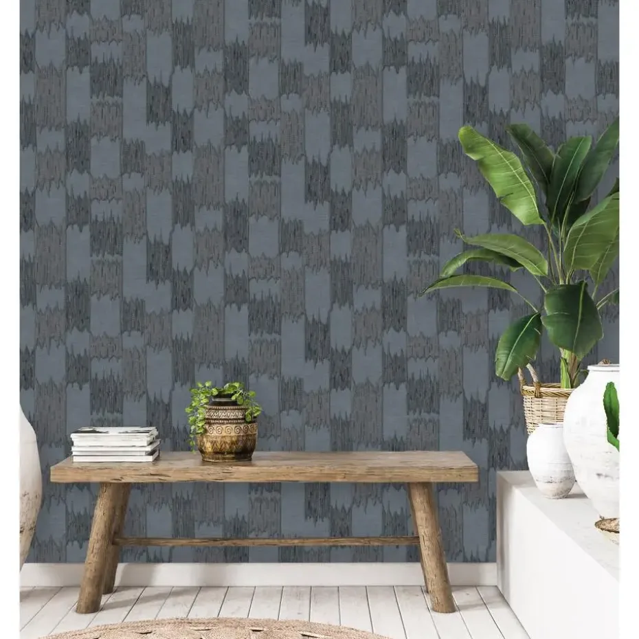 Dutch Wallcoverings Vliesbehang Renaissance textured loom - blauw - 10m x 53cm