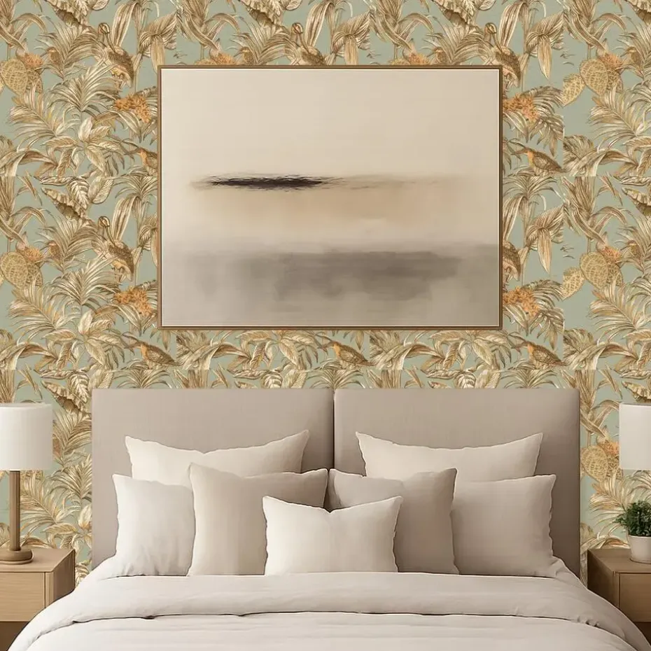 Dutch Wallcoverings Vliesbehang Wallstitch bird of paradise - groen - 10m x 53cm