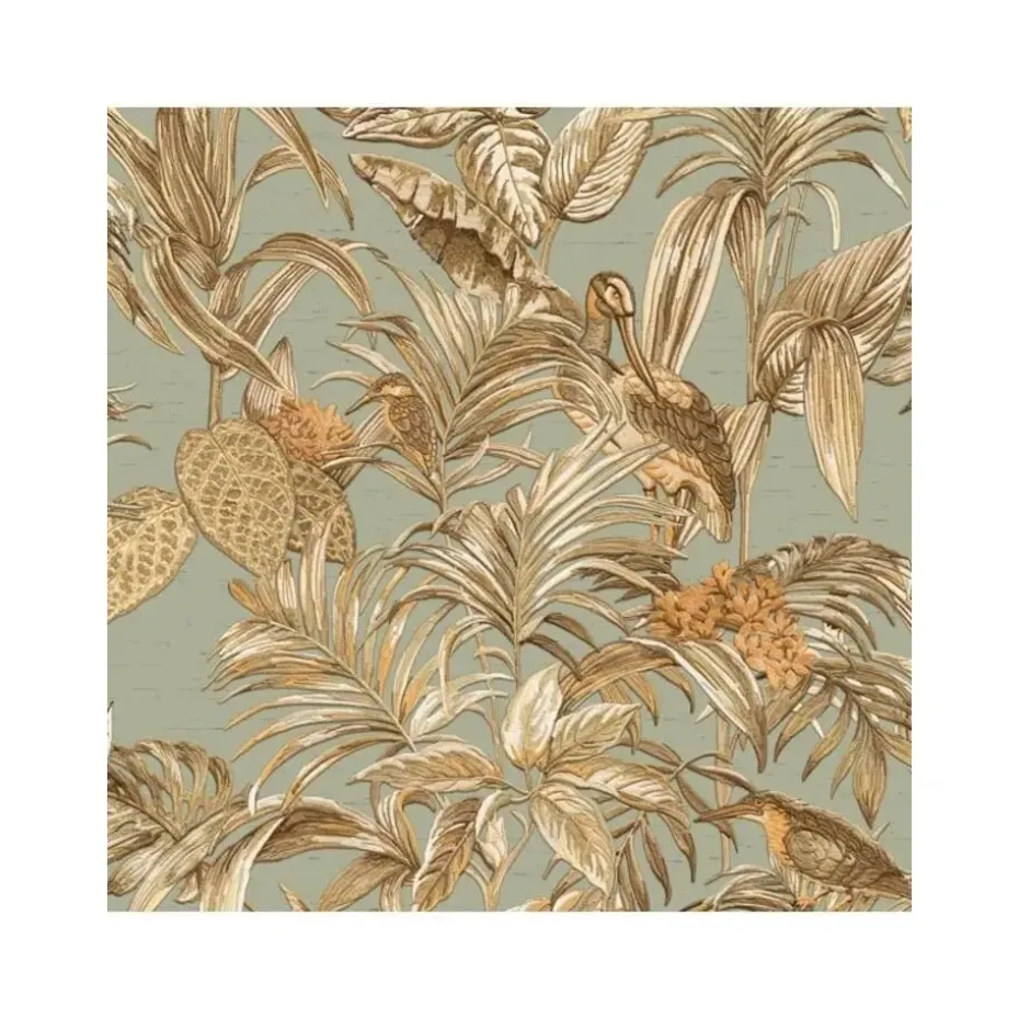 Dutch Wallcoverings Vliesbehang Wallstitch bird of paradise - groen - 10m x 53cm