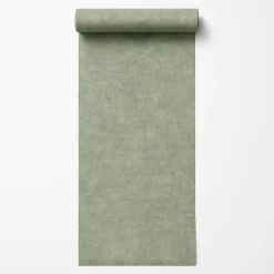 Dutch Wallcoverings Vliesbehang Linen & Textures uni - groen - 10,05m x 53cm