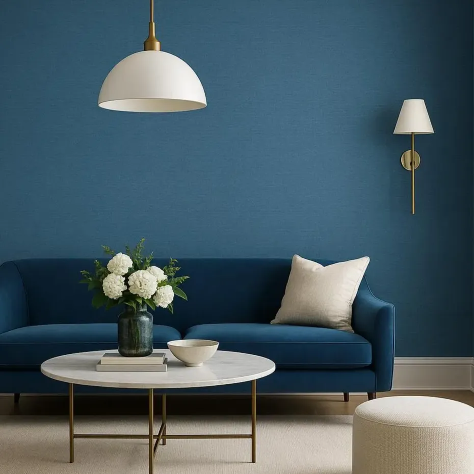 Dutch Wallcoverings Vliesbehang Linen & Textures uni - blauw - 10,05m x 53cm