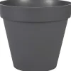 EDA Toscane Bloempot - kunststof - antraciet - D30 x H26 cm