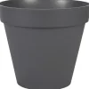 EDA Toscane Bloempot - kunststof - antraciet - D20 x H17 cm