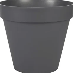 EDA Toscane Bloempot - kunststof - antraciet - D20 x H17 cm