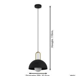 EDI lightCalmaneraHanglamp-E27-Ø32,5cm-Zwart/Geelkoper