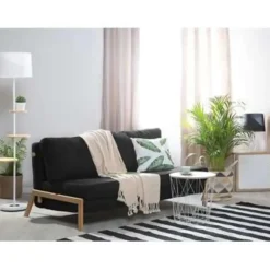 EDLAND - Slaapbank - Zwart - Polyester