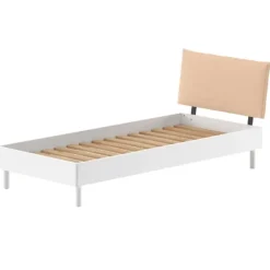 Eenpersoonsbed Forrest 90x200cm - massief beukenhout - wit/beige