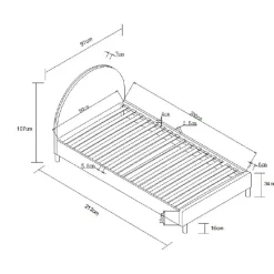 Eenpersoonsbed Maeva - 212x97x107 cm - Witte bouclé stof
