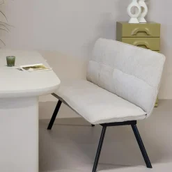 Eetkamerbank Rechthoek - Beige Stof - 160x60x88cm - Harper