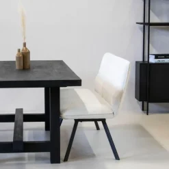 Eetkamerbank Rechthoek - Beige Stof - 160x60x88cm - Harper