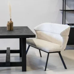 Eetkamerbank Rechthoek - Beige Stof - 160x60x88cm - Avery