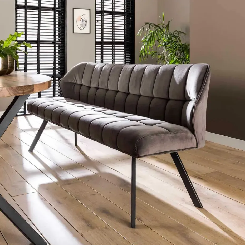 Eetkamerbank Rilla 180cm velours - antraciet