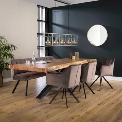 Eetkamerbank Rilla 180cm velours - antraciet