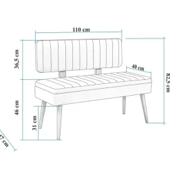 Eetkamerbank Vina - 110x40x82cm - den/antraciet