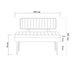 Eetkamerbank Vina - 110x40x82cm - den/antraciet