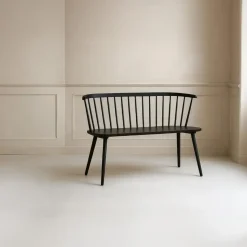 Eetkamerbank Zwart Rubberhout - 120x49x77cm - Bobby