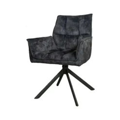 Eetkamerstoel Antraciet Velvet - Draaibaar - Dani - Set van 2