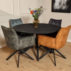 Eetkamerstoel Antraciet Velvet - Draaibaar - Dani - Set van 2