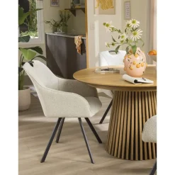 Eetkamerstoel Jesse met armleuning - bouclé - zand