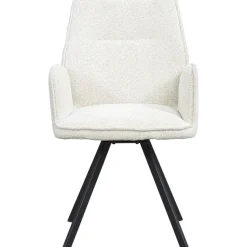 Eetkamerstoel Raffy met armleuning - stof - crème