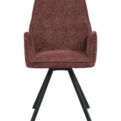 Eetkamerstoel Raffy met armleuning - stof - wijnrood