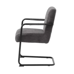 Eetkamerstoel Stof Donkergrijs - Incl. Armleuning - Trout - Set van 2