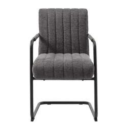 Eetkamerstoel Stof Donkergrijs - Incl. Armleuning - Trout - Set van 2