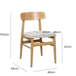 Eetkamerstoel Walnoot Hout - 45x51x76cm - Zithoogte 47cm - Liza - Set van 2