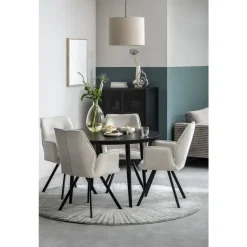 Eetkamertafel Lexy rond - mangohout/zwart - 76xØ120 cm