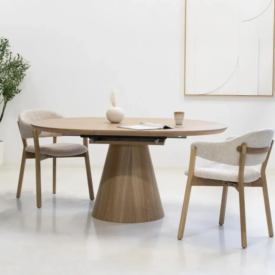 Eettafel - Naturel - Uitschuifbaar - Ø120/160cm - Sivan