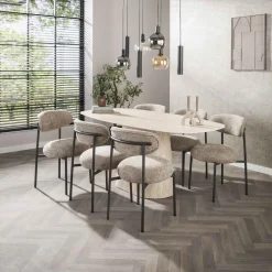 Eettafel Deens Ovaal - Travertin - 180x90x76cm - Centro
