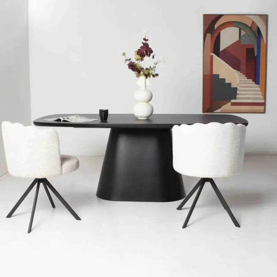 Eettafel Deens Ovaal - Zwart Hout - 200x100x76cm - Moya