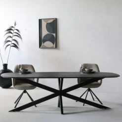 Eettafel Deens Ovaal - Zwart - Mangohout - 240 cm - Tafel Jordan