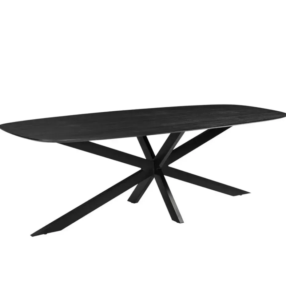 Eettafel Deens Ovaal - Zwart - Mangohout - 240 cm - Tafel Jordan