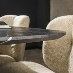 Eettafel Deens Ovaal 215cm - Zwart Marmerlook - 6-8 Personen