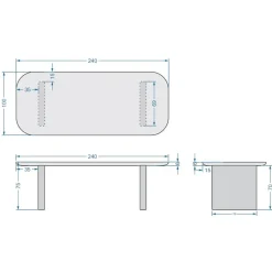 Eettafel Deens Ovaal 240cm - Beige Betonlook - Maya