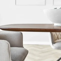 Eettafel deens ovaal Paris walnoot finish 200x100 cm - Hout - Bruin