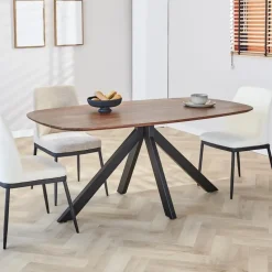 Eettafel deens ovaal Paris walnoot finish 200x100 cm - Hout - Bruin