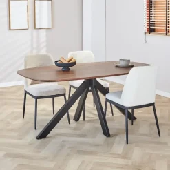 Eettafel deens ovaal Paris walnoot finish 160x100 cm - Hout - Bruin