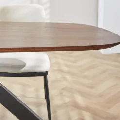 Eettafel deens ovaal Paris walnoot finish 160x100 cm - Hout - Bruin