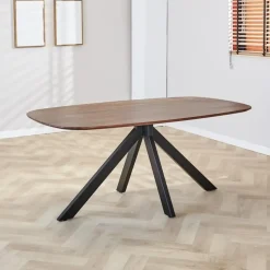 Eettafel deens ovaal Paris walnoot finish 180x100 cm - Hout - Bruin