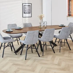 Eettafel deens ovaal Paris walnoot finish 240x100 cm - Hout - Bruin