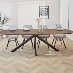 Eettafel deens ovaal Paris walnoot finish 240x100 cm - Hout - Bruin