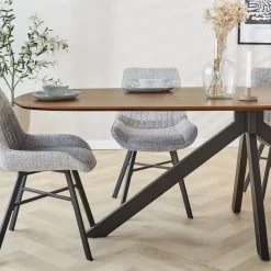 Eettafel deens ovaal Paris walnoot finish 240x100 cm - Hout - Bruin