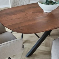 Eettafel deens ovaal Paris walnoot finish 240x100 cm - Hout - Bruin