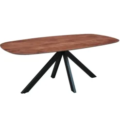 Eettafel deens ovaal Paris walnoot finish 240x100 cm - Hout - Bruin